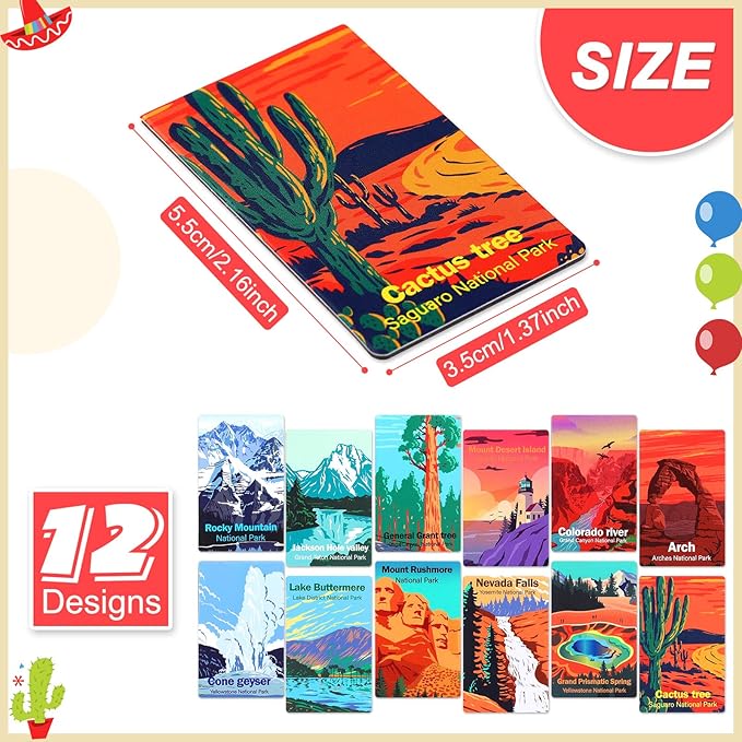 Outus 48 Pcs National Park Magnetic Bookmarks Page Markers Assorted Inspirational Book Mark Clip Set with National Park Landscape for Book Lovers Students Teachers Reading