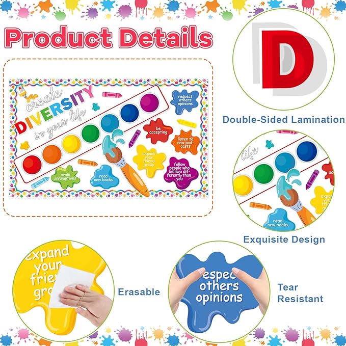 Art Paint Splatter Bulletin Board Set Colorful Back to School Classroom Decorations Motivational Bulletin Board Art Inspiration Cutouts for School Office Classroom Chalkboard Wall Decor