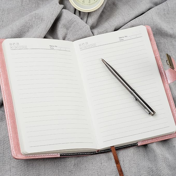 WEMATE Diary with Lock, A5 PU Leather Journal with Lock 240 Pages, Vintage Locks Journal Password Notebook with Pen, Locks Diary Planner Organizer for Men and Women, 8.6x5.8in