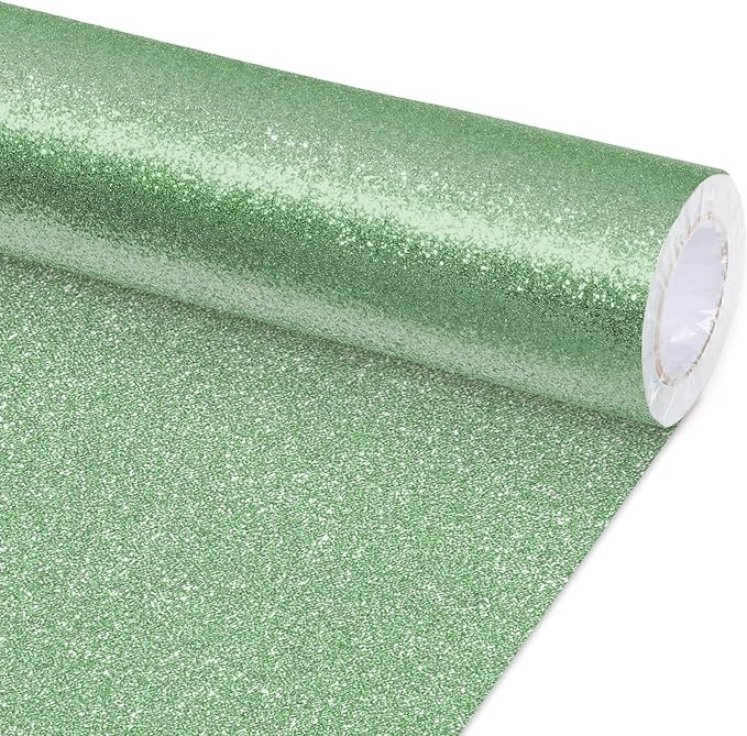 Glitter Bulletin Board Paper Roll Sparkle Wrapping Paper Bulletin Board Decor Glitter Poster Gift Wrapping DIY Art Crafts Wallpaper Background for Home Office Classroom Decor 17" x 20ft, Emerald Green