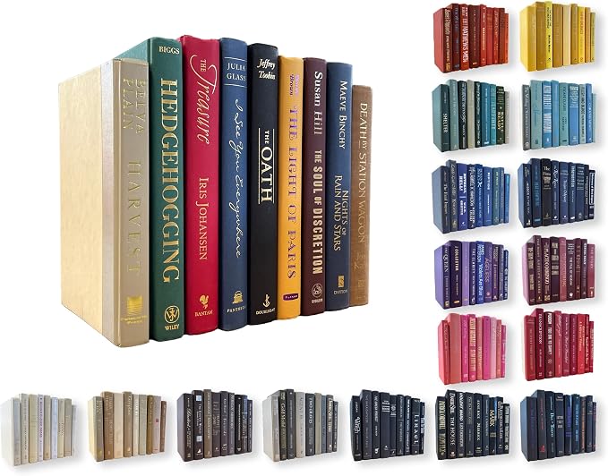 Decorative Accent for Home Decor – Real Books by Color® Interior Styling Piece for Bookshelf, Coffee Table, Design Display (Set of 9, Multicolor)