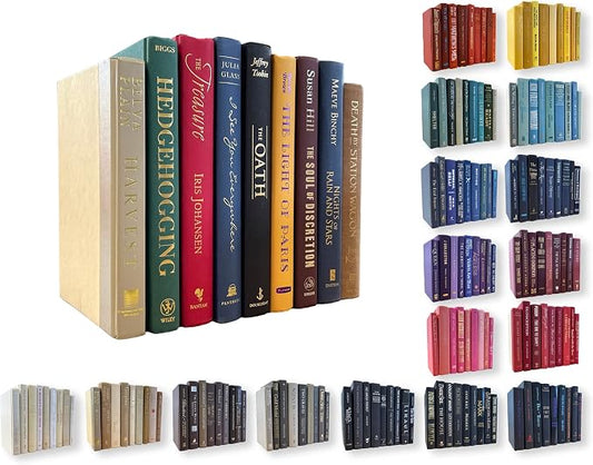 Decorative Accent for Home Decor – Real Books by Color® Interior Styling Piece for Bookshelf, Coffee Table, Design Display (Set of 9, Multicolor)
