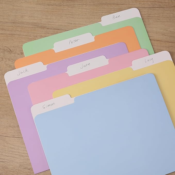 Mr. Pen- Poly File Folders with Tabs, 1/3 Cut Tab, 36 Pack, Letter Size, Pastel Colors, Plastic File Folders Letter Size (8.5 x 11 inches) for Office, School, Business, Documents Files Paper