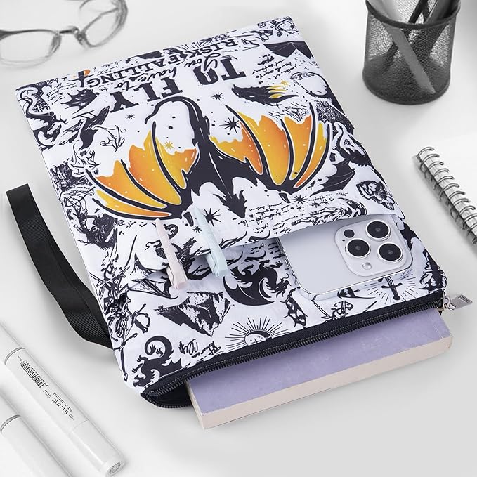 Fourth Wing Book Sleeve - Dragon Paperback Books Cover Protector Waterproof Pouch Bookish Gifts for Bookworms Reading Lovers Novel Merch Reader Accessories Christmas Gift for Women Teacher