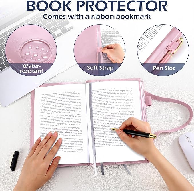 Motipuns Double AA Book Cover & 12 Steps & 12 Leather Double AA Book Cover Medallion Holder Paperback Protector Leather Gift for Women Men (Light Pink,1 Pack)
