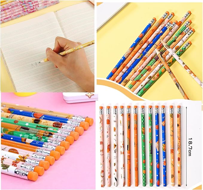 192pcs Thanksgiving Pencils with Eraser Wood Pencils Bulk for Thanksgiving Office Supply (Thanksgiving, 192)
