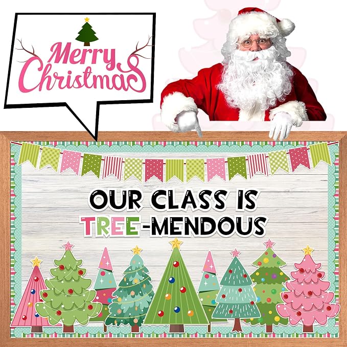 gisgfim Merry Christmas Tree Paper Cutouts Winter Tree Classroom Bulletin Board Set for Xmas Winter Holiday Party School Home Wall Decor Supplies
