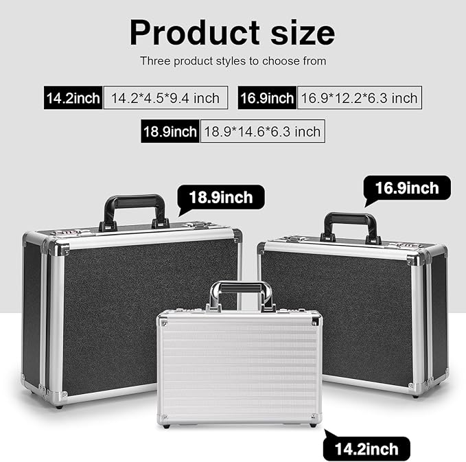 LOCKCURX File Organizer Storage Box - 16.9 x 12.2 x 6.3 Inch Large, Portable Locking Storage Totes with Dual Combination Locks for Cash, Documents & Valuables - Black