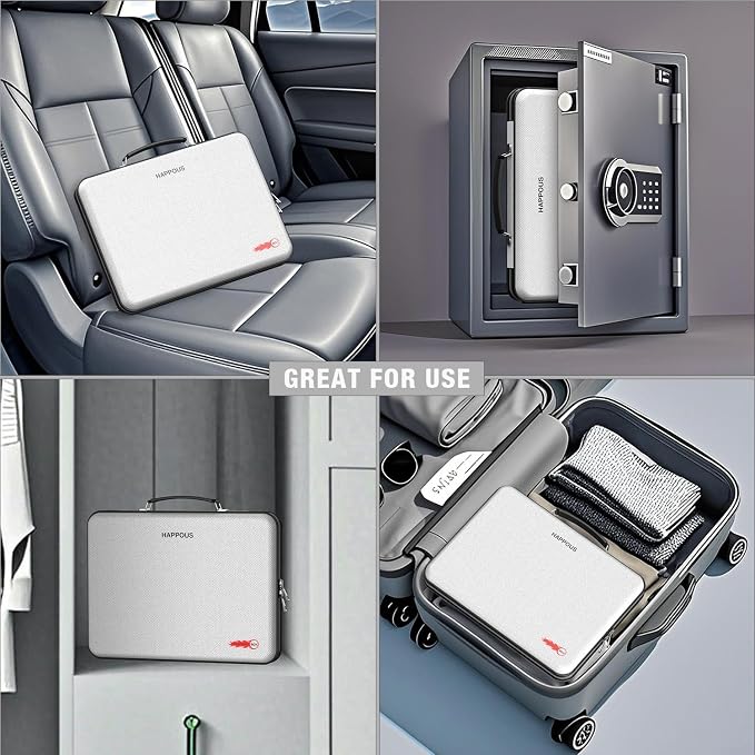 Fireproof Document Organizer, Fireproof Document Box | Portable Hard-Shell Fireproof Document Organizer Storage for Documents Laptop Passports Cards Gray
