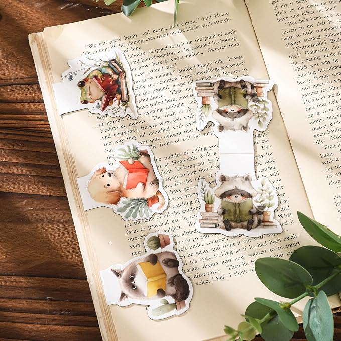 Cute Magnetic Bookmarks Gifts - 8 Pcs Funny Animal Reading Magnets Book Marks for Kids Fun Page Marker Clip for Women Book Lovers Student Teacher Bookish Reader School Birthday Accessories