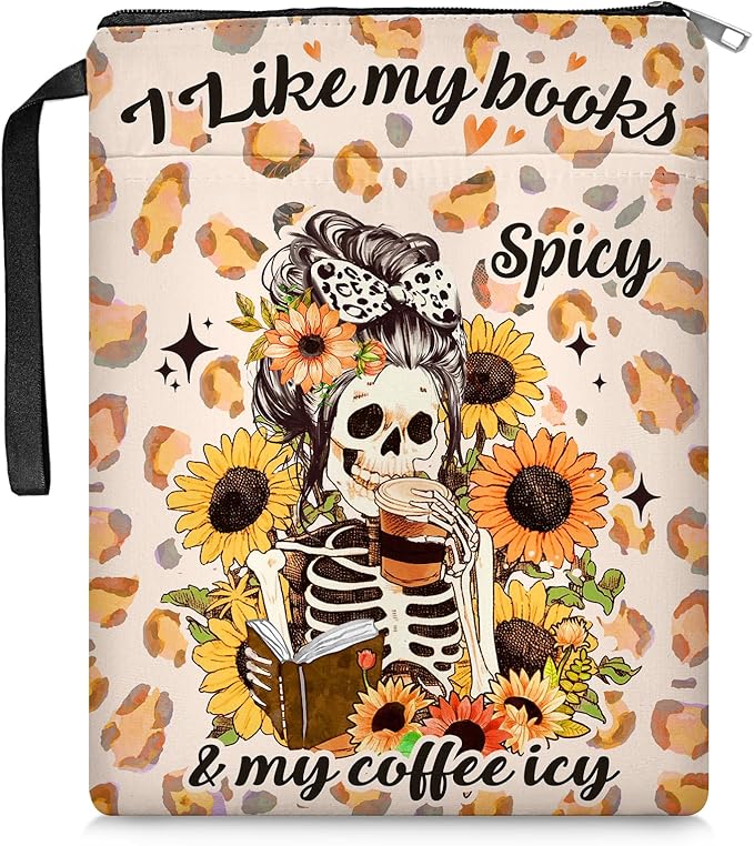 Skull Sunflower Book Cover, Book Sleeve for Book Lovers, Book Sleeve with Zipper, Waterproof Memory Fabric, Learning Supplies for Readers, Gifts for Chritsmas Thanksgiving 11.2x8.3in