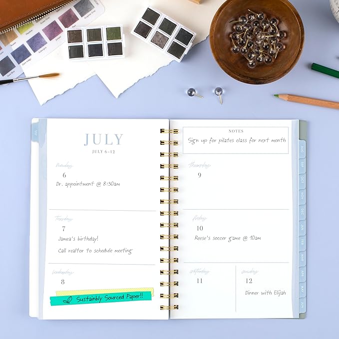 Cambridge Planner 2026-2027 Weekly & Monthly Academic 12-Month July-June, 5-1/2" x 8-1/2", Leah Bisch, Peony Field (LB51-200A)