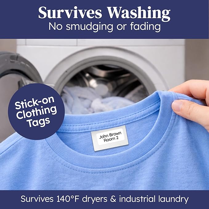 Clothing Labels for Nursing Home Pink [120pcs] - Name Tags for Clothes, Items & Home Essentials - Personalized Laundry Stick on Labels - Custom Clothing Tag Name Sticker Washable (1.2”x0.5”)