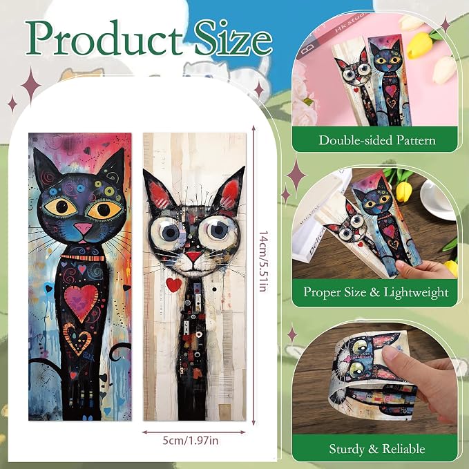 Funny Cat Bookmarks Gifts - 100 Pcs Black Cats Bookmark Paper Cartoon Pet Book Marks Page Marker Clip Favors for Women Men Office Students Bookish Teacher Book Lovers Reading Party Favor