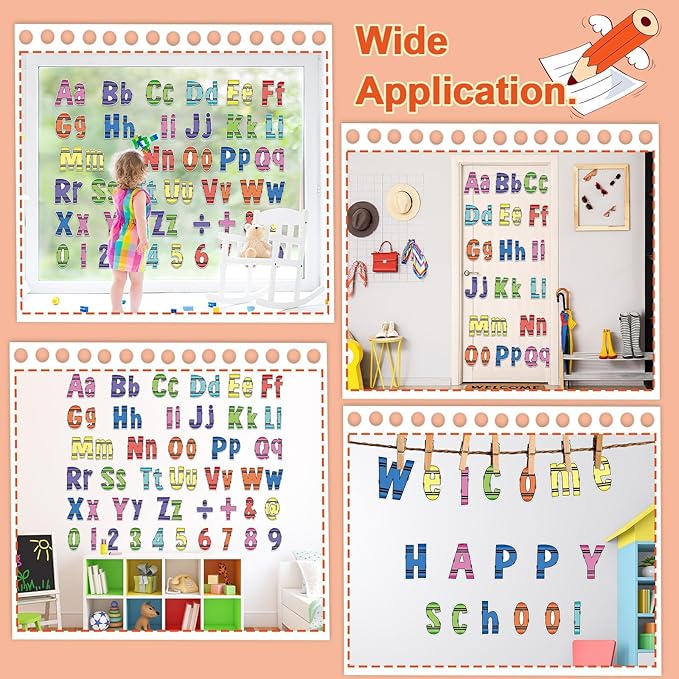 150Pcs Crayon Bulletin Board Letters Crayon Themed Classroom Decor Alphabet Combo Set Alphabets Numbers Symbols Paper Cutouts for Crayons Party School Classroom Blackboard Decoration Supplies