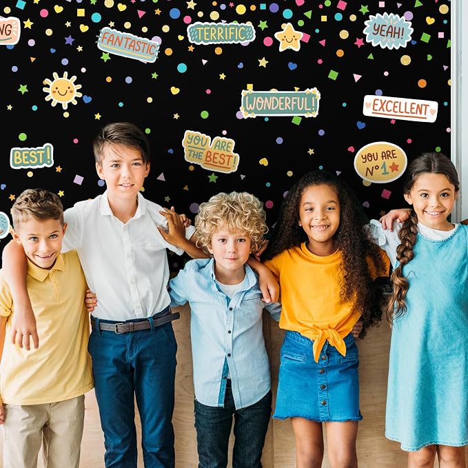 Mindsoft Bulletin Board Paper 48'' x 107'' Class Boards for Classroom Bulletin Boards Everyone is Welcome Classroom Board Decor Pillows Curtains Crafts(Confetti,1 Pc)