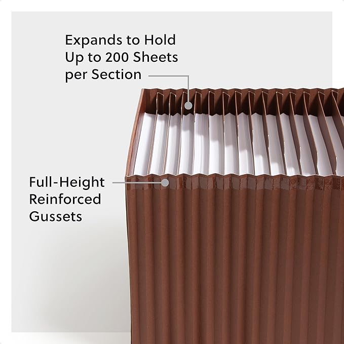 Smead Tuff Accordion File Organizer, Office Supplies, Daily 1-31 Desk Organizer, Letter Size, Premium Vegan Leather, Office Desk Accessories (73785)