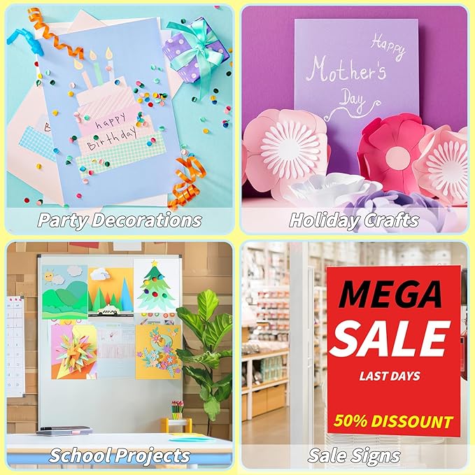 90 Pcs Colored Poster Board 30 Assorted Color Posterboard Paper Bulk 16.5 x 11.7 in 250 GSM Thickness Cardstock A3 Large Blank Vision Boards for School Drawing Craft Projects DIY Display Supplies