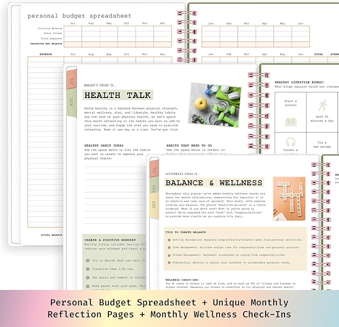 Blue Sky WAAV 2026-2027 Weekly and Monthly Academic Year Planner Calendar, July 2026 - June 2027, 5.875" x 8.625", Flexible Cover, Wirebound, Laminated Tabs, Storage Pocket, Includes 20 Extra Notes Pages, Michelle