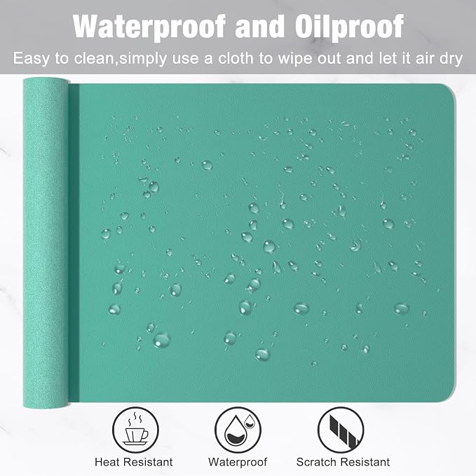 Hsurbtra Desk Pad, 35.5" x 17" PU Leather Desk Mat, XXL Extended Mouse Pad, Waterproof Desktop Blotter Protector, Non-Slip Ultra Thin Large Laptop Keyboard Writing Mat for Office Home, Fruit Green