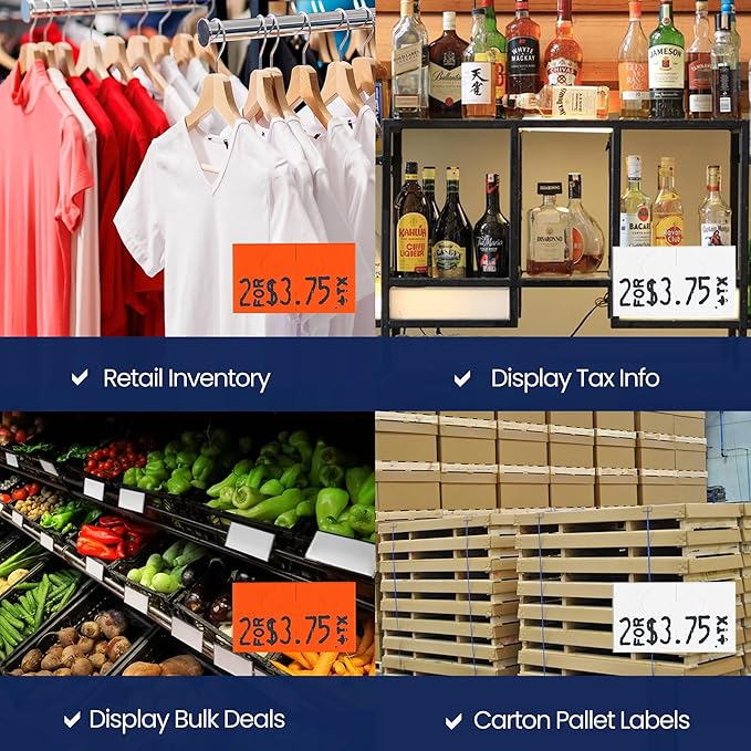 Perco White & Red Pricing Labels for Monarch 1131 Price Gun - One White and One Red Sleeve - 2 Sleeves, 16 Rolls Combo Pack - 40,000 Price Marking Labels - with Label Scraper & Ink Rolls Included