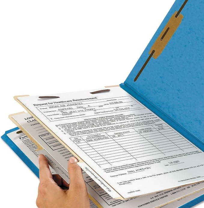 Smead Classification Folder with Prongs, 2 Dividers, 2" Fasteners, Letter Size, for Documents Organization, Durable File Organizer for Home, School or Office, Blue (14001)