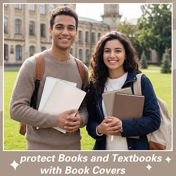 Gilprop 6 Pack Stretchable Book Covers 6-9 Inch Colored Fabric Reusable Book Protector Sleeve for Hardcovers Textbook Protection Supplies(Brown)