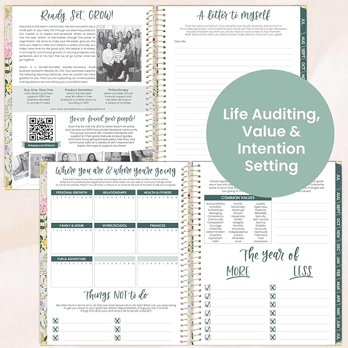 bloom daily planners HARDCOVER Planner 2025-2026 (8.5" x 11") Academic Year (July 2025 - July 2026) - Task Goal Organizer - Monthly & Weekly Inspirational Agenda Book - Garden Party, Beige