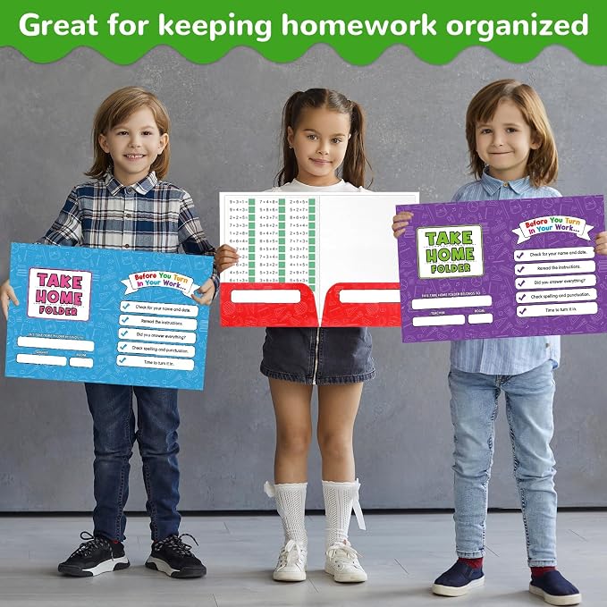 12PCS Take Home Folders Homework 2-Pocket Folders Bulk for Students A4 Letter Size Colorful Classwork Homework Folder Organizer Gifts for Home Office Teachers Educational Supply 9.45 x 12.2 Inch