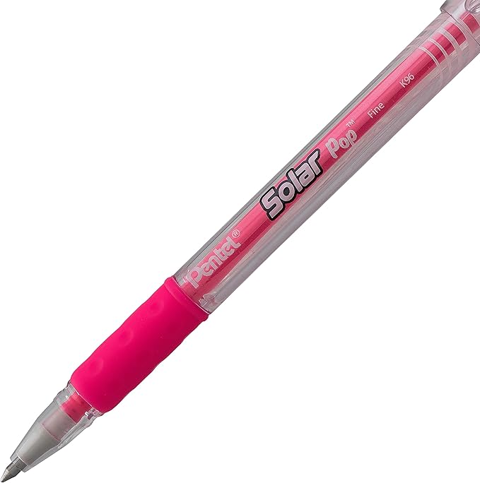 Pentel Solar Pop Neon Gel Pen, (0.6mm) Medium Line, Pink Ink - K96-P