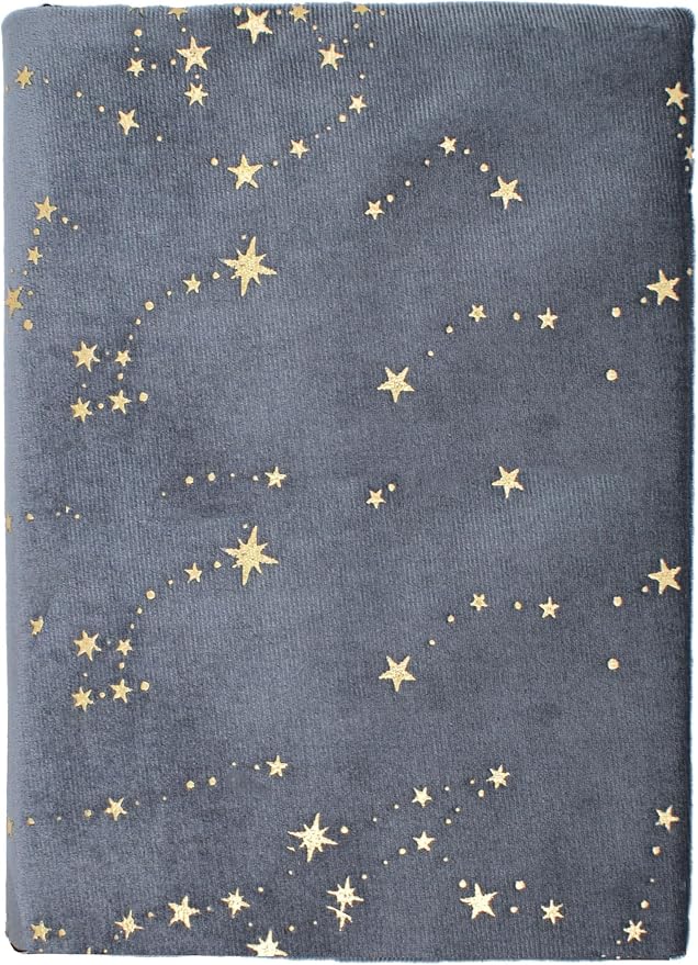 BLBMH 5.5x8.5 Fabric Bible Cover Non-Stretch | Built-in Bookmark | Handmade Washable Book Sleeve for Paperback Journal Privacy Reading Gift for Women - Stars Grey