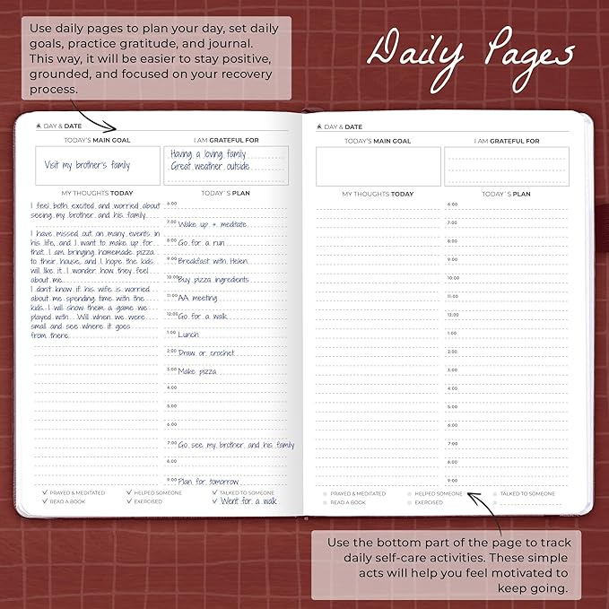 Clever Fox Addiction Recovery Journal – Addiction Treatment Planner & Workbook – Daily Sobriety Journal for Recovery Progress, A5 (Burgundy)