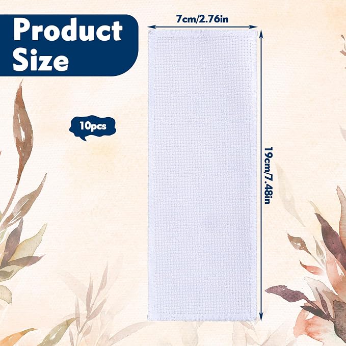 10 Pcs Blank Cross Stitch Bookmarks, Shimmeroo Cotton Fabric Book Marker Cross Stitch with Embroidery Edge Rectangle Embroidery DIY Bookmark for Crosstitch Project(7.48 * 2.76 Inch)