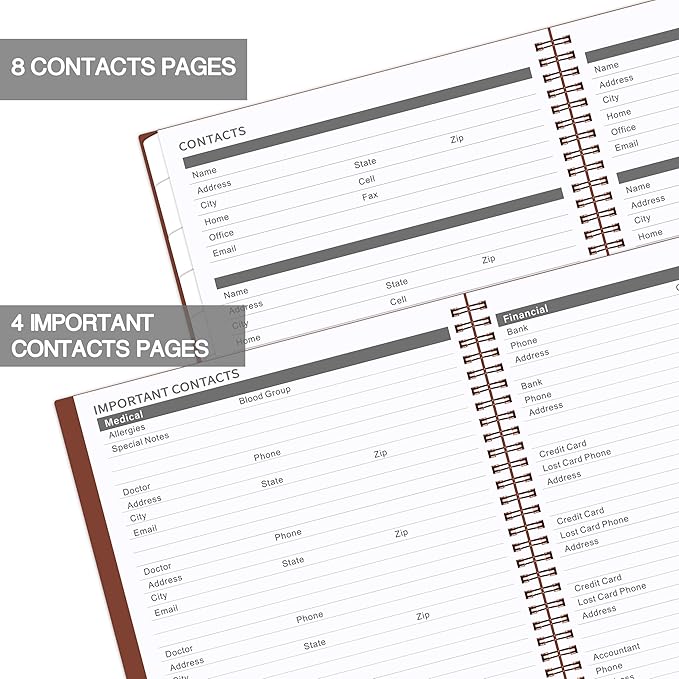 Monthly Planner 2026-2027 - JUL 2026 - DEC 2027, 2026-2027 Planner/Calendar, 18 Monthly Planner with Contacts & Passwords, 8.5" x 11" Planners 26-27, Thick Paper, Reddish Brown