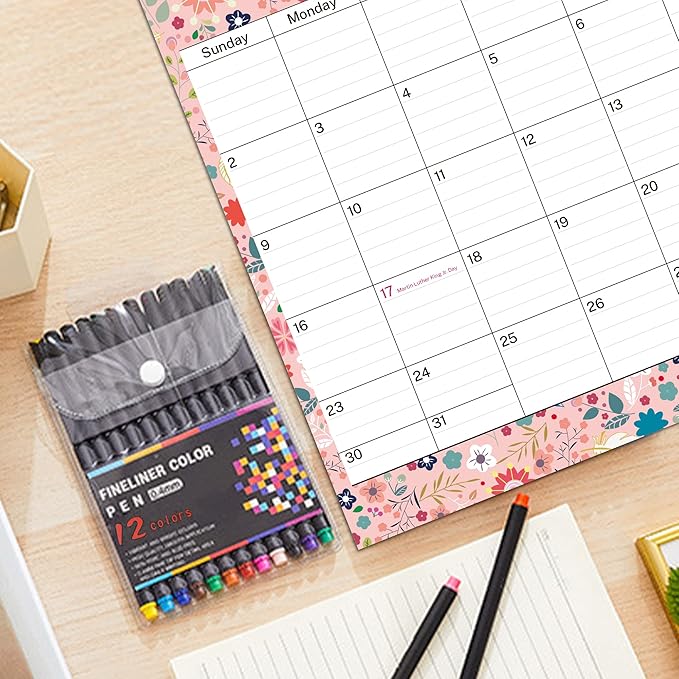 January 2026 to June 2027 Desk Calendar 2026-2027, Large Monthly 18 Months Academic Planner 17.3" x 13.2'' Floral Design with Magnets for Fridge by FFN