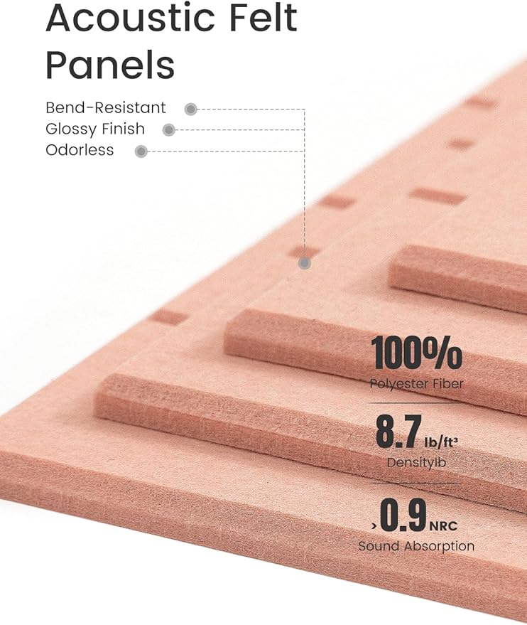 Fluxynara Felt Bulletin Board Tiles -28"x18" with 40 Adhesive Tabs, Cork Board Alternative for Office Decor, Push Pin Board Wall Organizer 6-Pack(Pink)