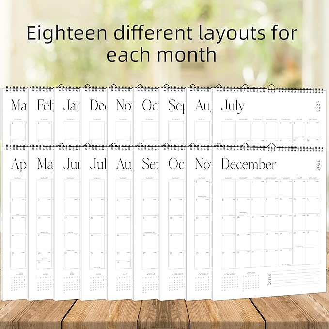 Aesthetic Wall Calendar 2026, 12 Monthly Vertical Calendar January 2026 to December 2026, 15" x 10" Modern Wall Hanging Calendar for School, Home, Office for Monthly Organizing & Planning