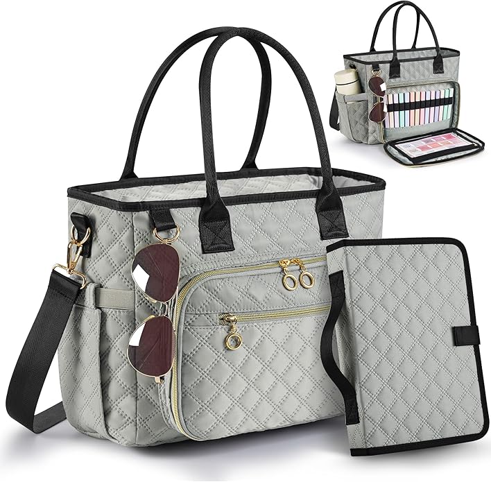 Large Bible Bag with Bible Cover Case for Women, Quilted Church Tote Bags for Bible Study Supplies, Christian Gifts for Women