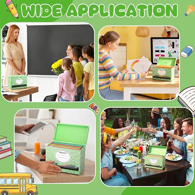 Yalikop 1 Pc Wooden Pencil Dispenser for Classroom Pastel Wood Pencils Holder for up to 200 Pencils Reusable Straw Dispenser for Home Office Teachers Supplies Storage (Notebook,Green)