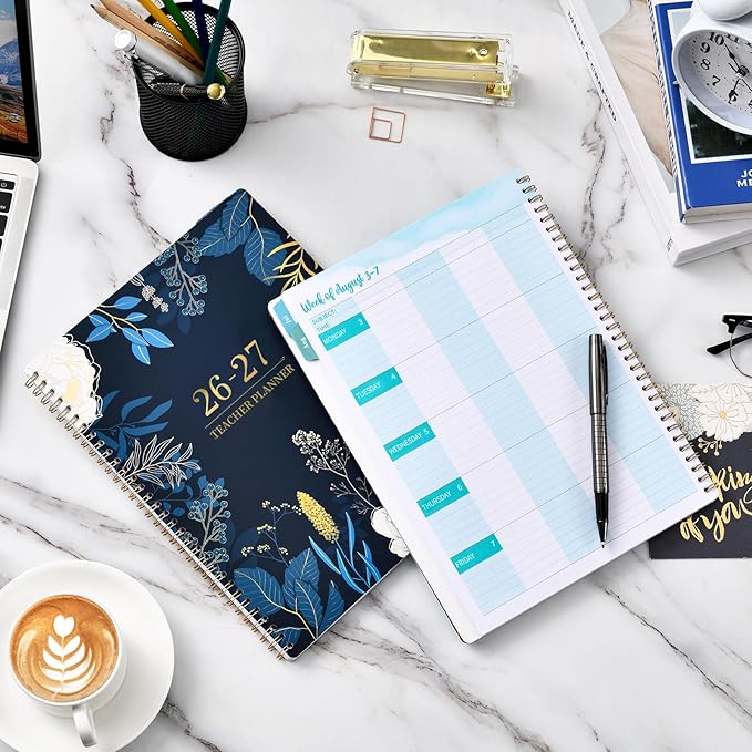 Teacher Planner 2026-2027 - Teacher Planner 2026-2027 Academic Year, Weekly & Monthly Lesson Planner, JULY 2026 - JUNE 2027, 8.5'' x 11'', Colorful Monthly Tabs, Twin-Wire Binding, Holidays, Pocket