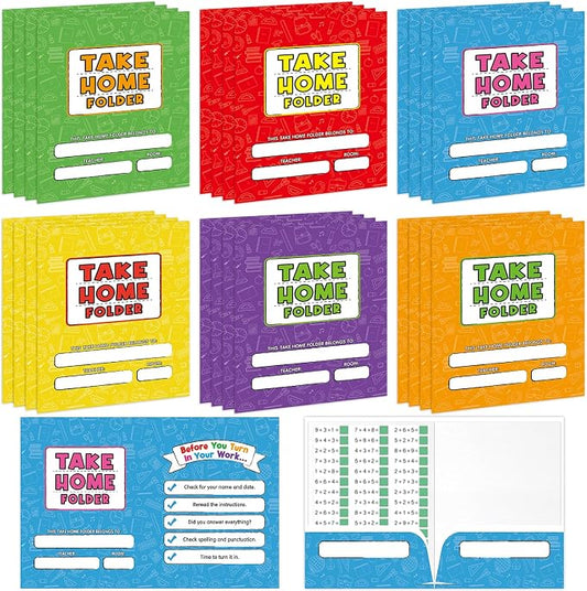 24PCS Take Home Folders Homework 2-Pocket Folders Bulk for Students A4 Letter Size Colorful Classwork Homework Folder Organizer Gifts for Home Office Teachers Educational Supply 9.45 x 12.2 Inch