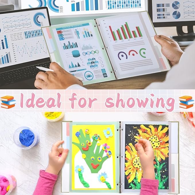 30PCS/6 Set 3 Ring Binder Dividers with 5 Tabs Color Page Dividers for 3 Ring Binder with Tabs 11.5×8.5inch Clear Folder Divider 3 Ring File Dividers Tabbed Index Dividers for School Office (Pastel)
