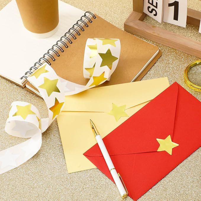 SANNIX Gold Star Stickers,1.5 Inch Gold Star Stickers for Kids Reward Metallic Foil Labels 500Pcs Stars Sticker for DIY Crafts Classroom Teachers