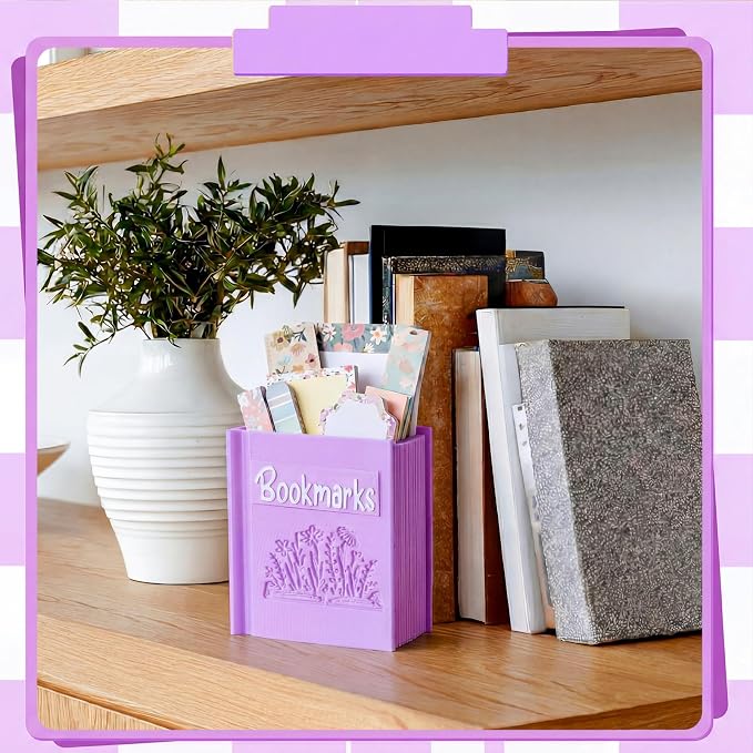 Resurhang 3D Printed Book Shaped Bookmark Holder, Book Lover Gift, Bookish Accessory Office Desk Supplies End of Year Gift for Librarian Bookworm Teacher Women(Purple)