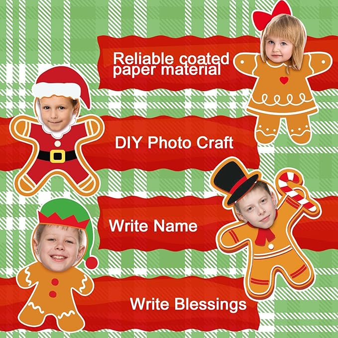 Gersoniel 72 Pcs Christmas Gingerbread Man DIY Paper Cutouts Xmas Bulletin Board Decoration Christmas Cutouts Cartoon Decoration for Xmas Holiday Festival Party Supplies Photo Crafts Home Decor
