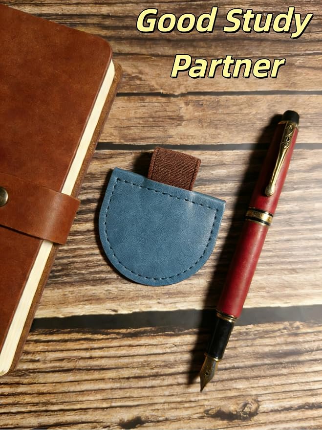 Vintage Mark Bookmark with Pen Holder, Magnetic Leather Bookmarks for Men Women Kids Book Lovers, Personalized Magnet Bookmark Clip Page Markers for Student Teacher Gifts Reading Accessories