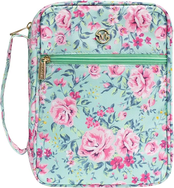 G-LEAF Bible Cover Case/Book Cover, Bible Case for Women Girls, Bible Cover Bags Floral Pattern With Handle Fits for Standard Size Bible, 9.5x6.7x2.5 In