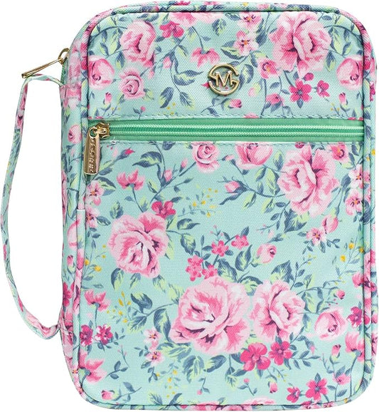 G-LEAF Bible Cover Case/Book Cover, Bible Case for Women Girls, Bible Cover Bags Floral Pattern With Handle Fits for Standard Size Bible, 9.5x6.7x2.5 In