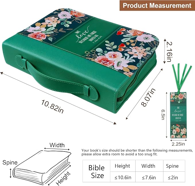 Faithful Hers Bible Cover Case for Women 3pcs Bible Bag Set with Notebook and Bookmark Woman PU Leather Book Carrying Case for Lady Bible Case Christian Gifts for Christmas Thanksgiving Day