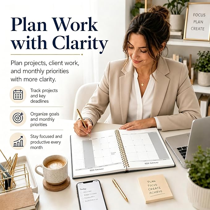 2026-2027 Monthly Planner - Jan.2026 - Dec. 2027, 2 Year Calendar 2026-2027 Monthly Planner, 7.5" x 10", 24 Months Calendar Planner with Note Pages, Twin-wire Binding, for Office, School Home Planning - Black